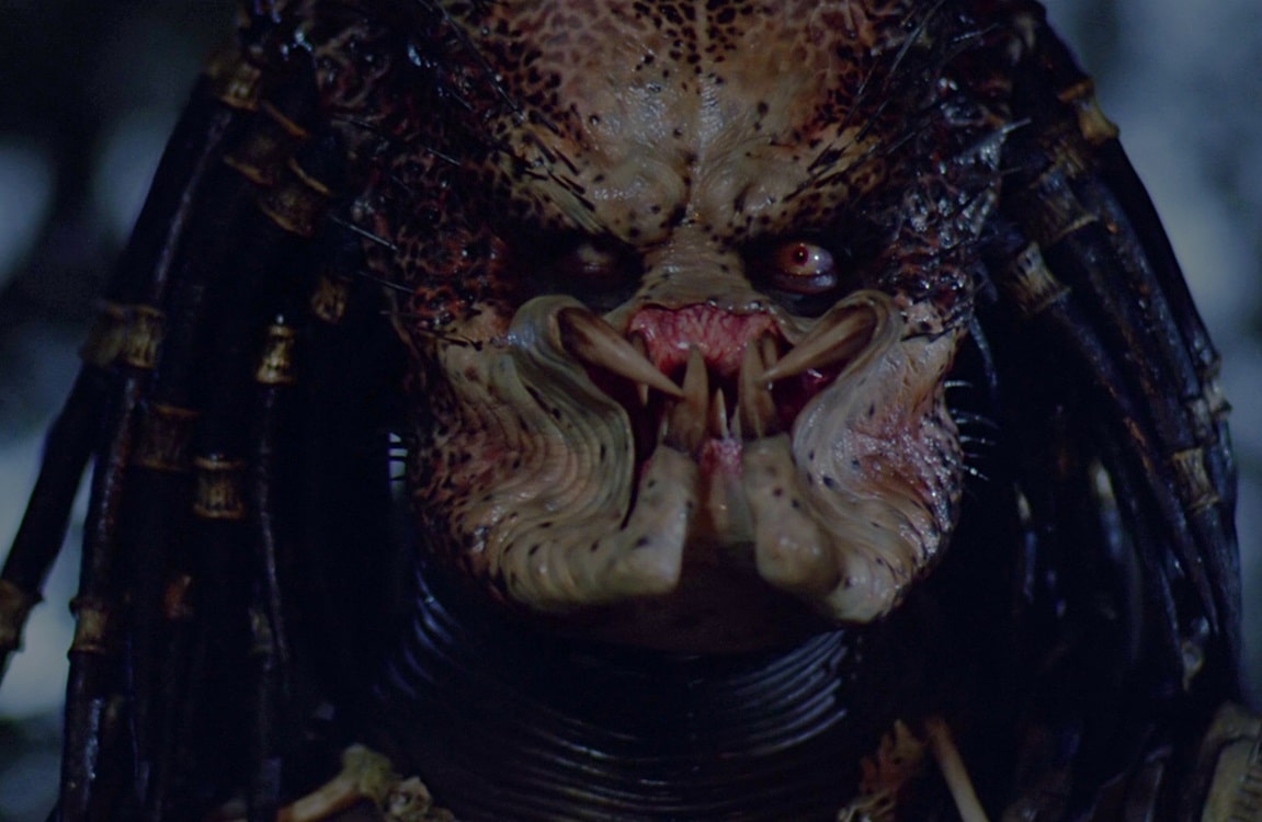 The face of the Jungle Hunter Predator from the first Predator movie