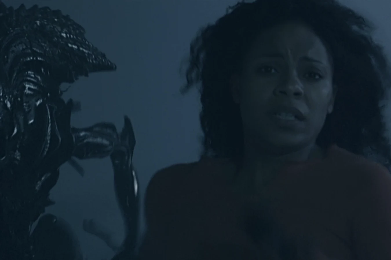 Alexa Woods faces the Xenomorph Queen on the ice of Bouvetoya