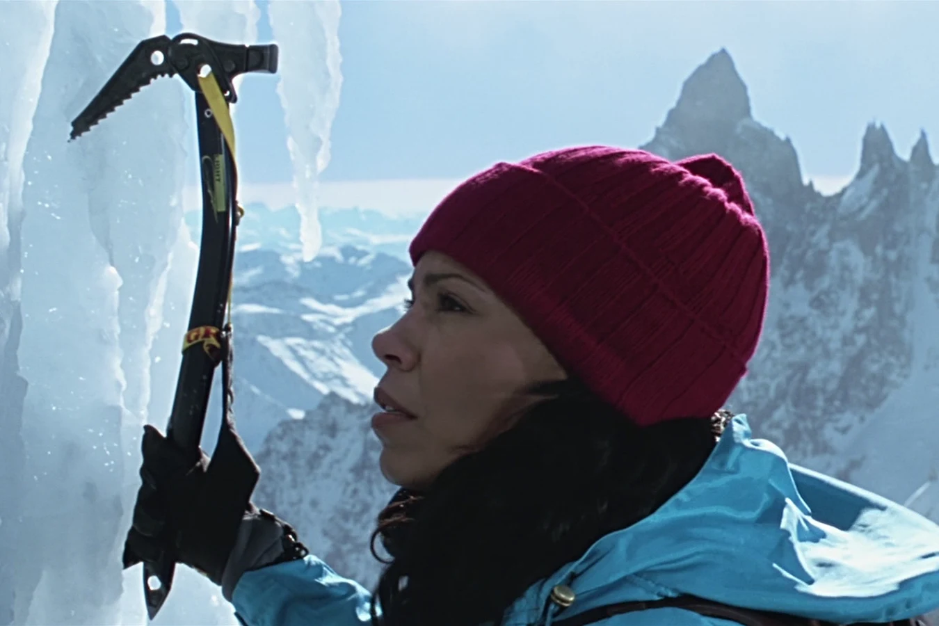 Alexa Woods ice climbing on the Lho La Icefall in Nepal in Alien vs. Predator