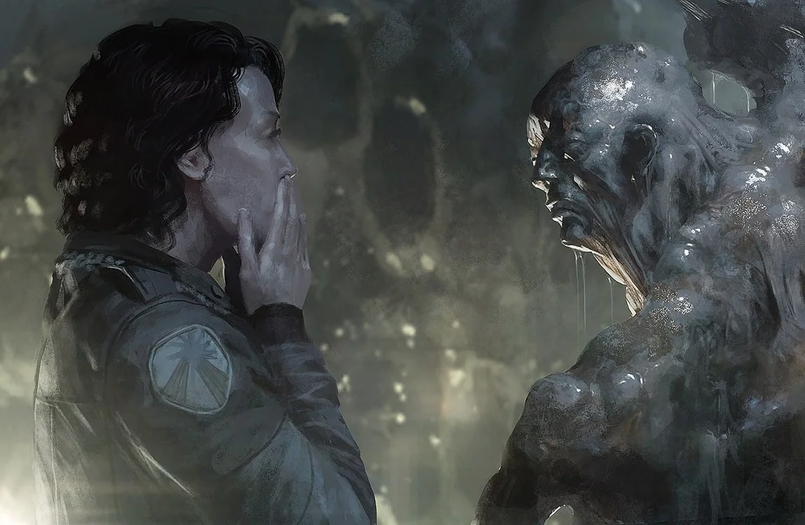 Ellen Ripley with a cocoon in Alien 5 concept art
