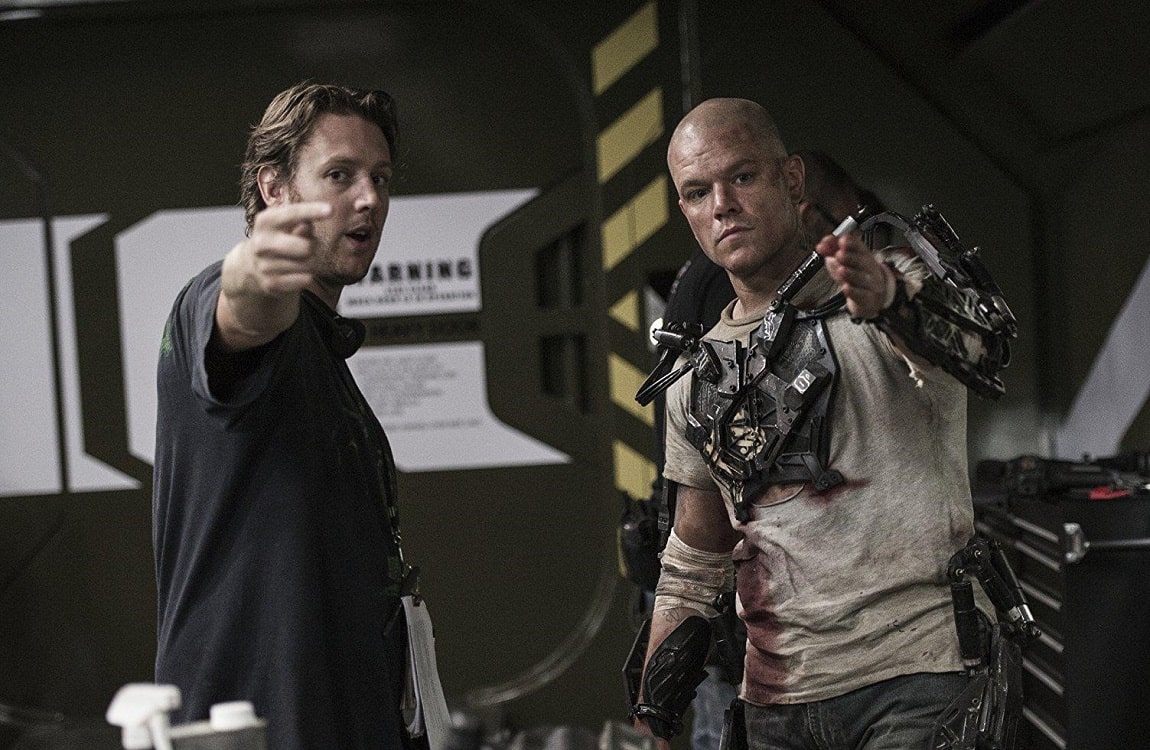 Neill Blomkamp with Matt Damon on the set of Elysium