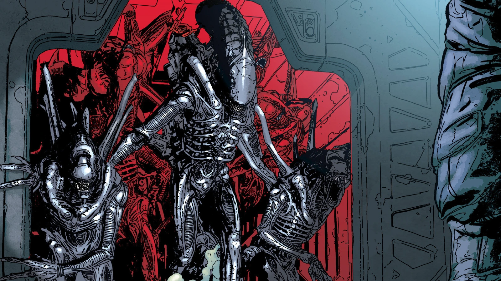 A Xenomorph horde from Aliens: Defiance