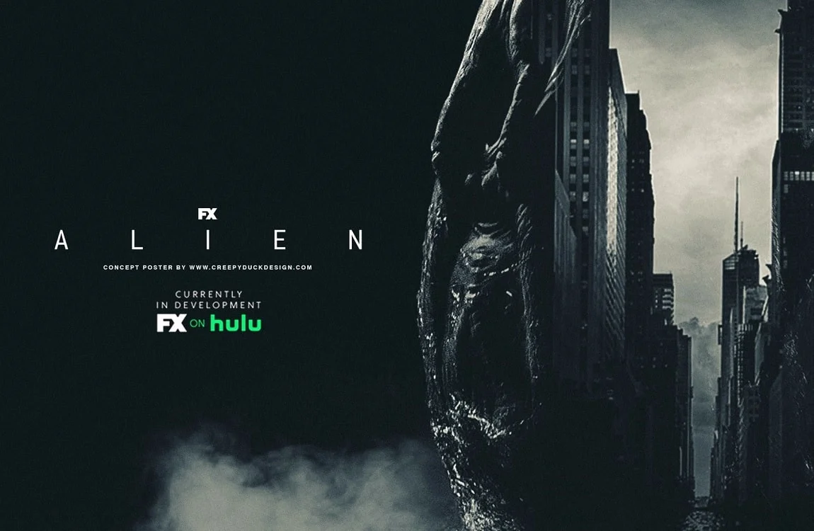 A Teaserimage for the FX Alien series, featuring an Alien egg and a city on Earth