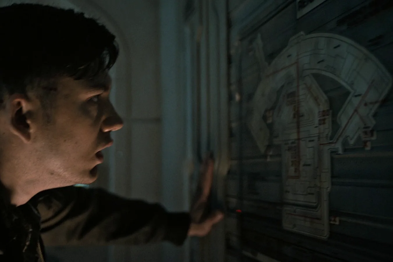 Renaissance Station section map on a tunnel wall in Alien: Romulus