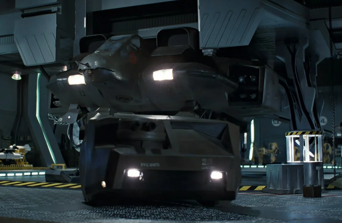 The APC about to enter the dropship via the ramp