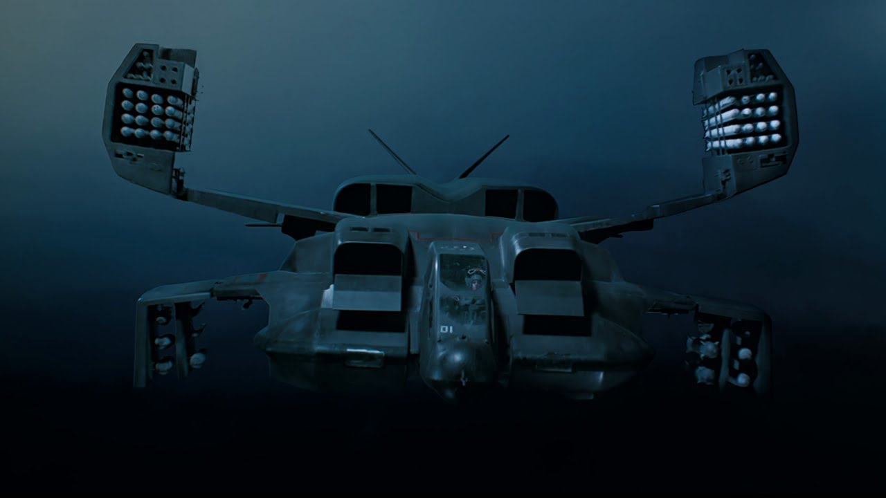 The UD-4 Cheyenne Utility Dropship flying over LV-426 in Aliens