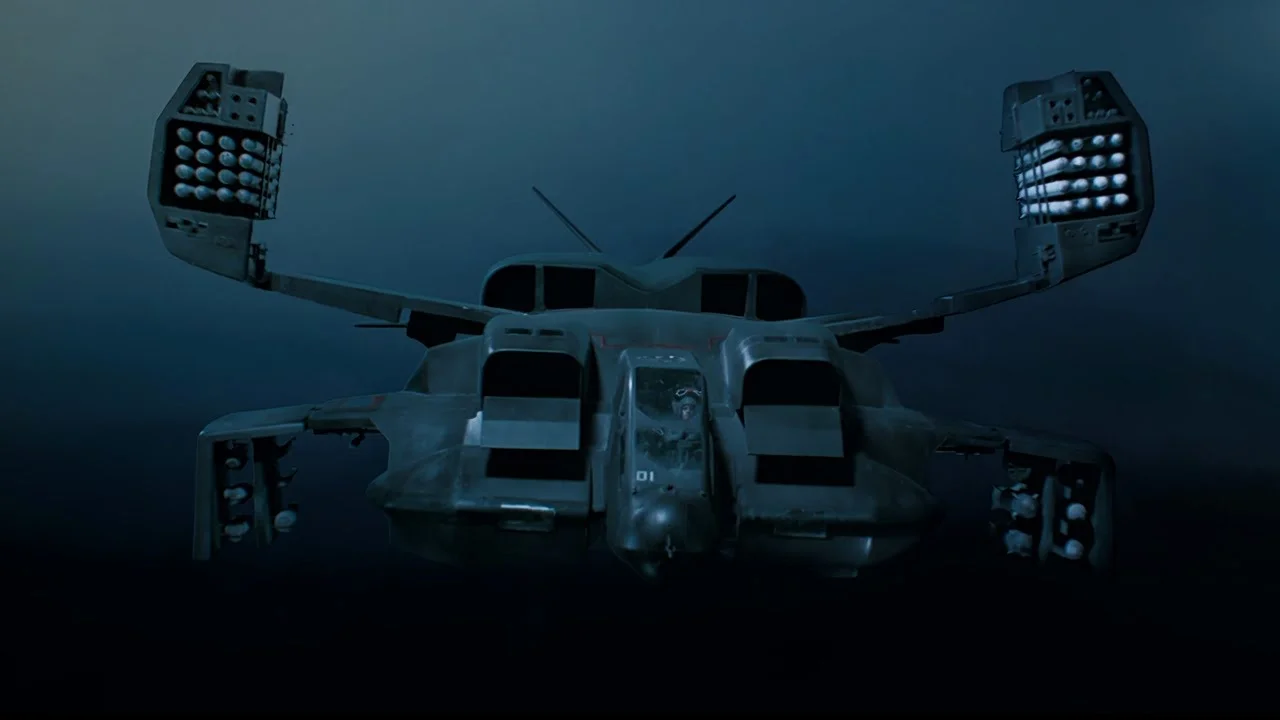 The UD-4 Cheyenne Utility Dropship flying over LV-426 in Aliens