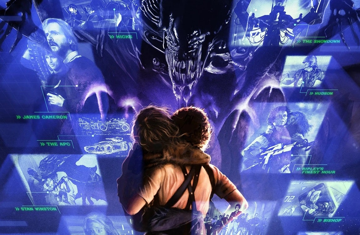 The first Poster for Aliens Expanded, including Ripley and Newt facing the Alien Queen