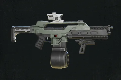 Armat pulse rifle with a drum magazine and optic in Aliens Fireteam Elite 2