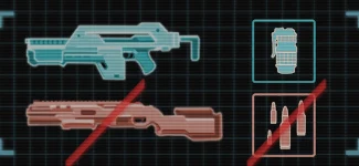 Main Weaponry Only challenge card schematic from Aliens Fireteam Elite 2