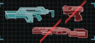 Primary Weapons Only challenge card schematic from Aliens Fireteam Elite 2