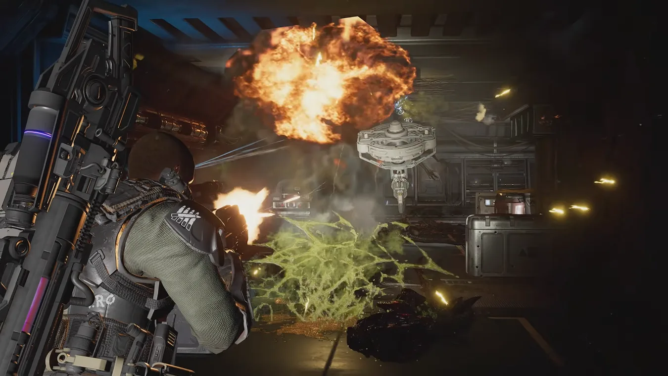 Colonial Marines fighting Xenomorphs in Aliens: Fireteam Elite 2 Horde mode