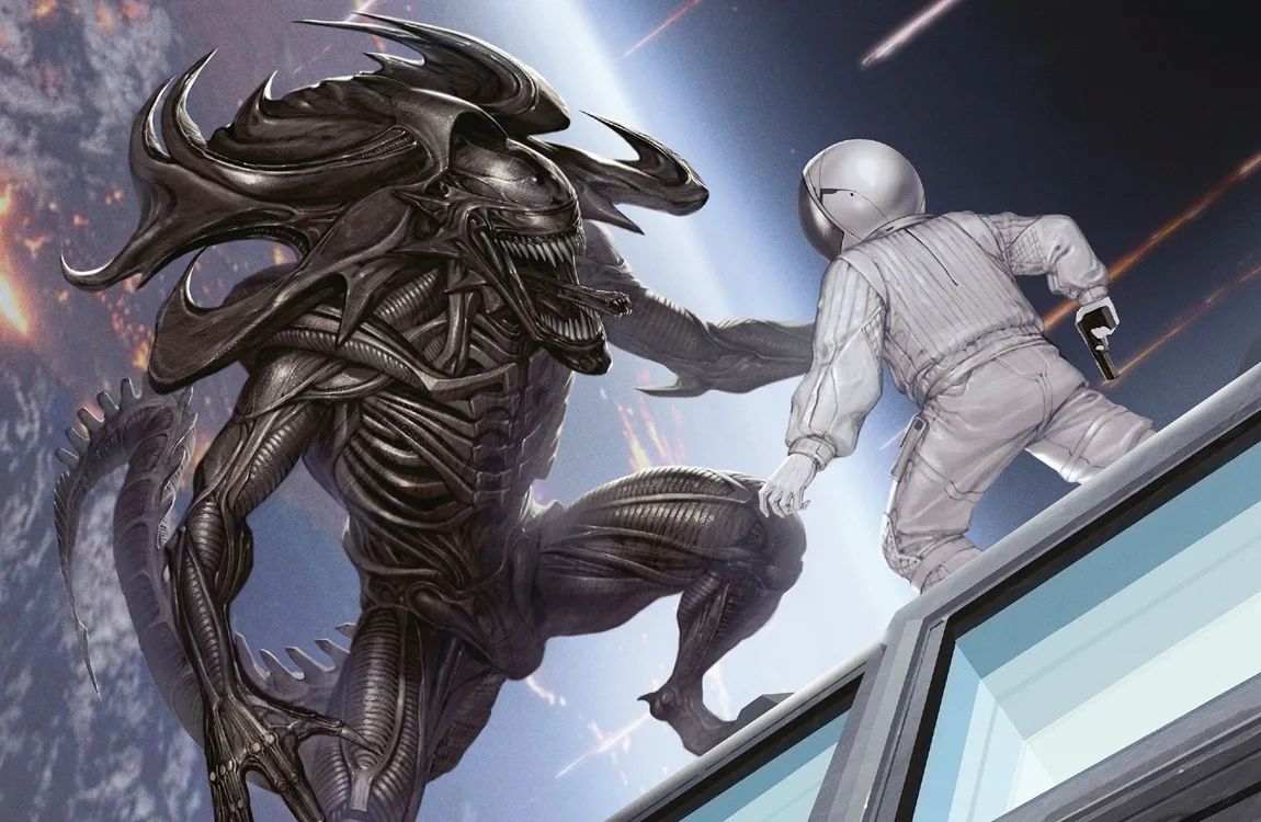 The Alpha Xenomorph attacking Gabriel Cruz