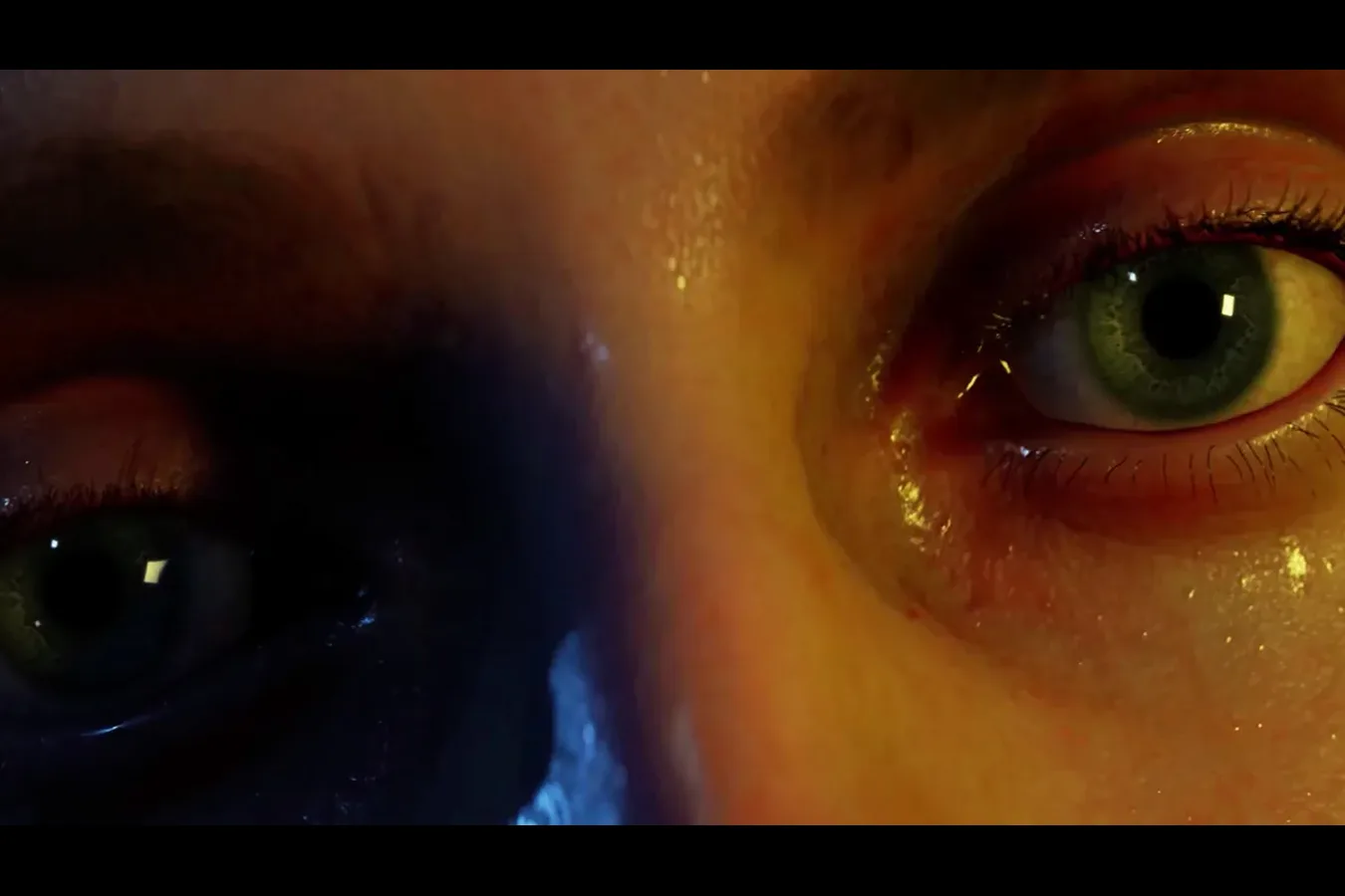 A close-up of a woman's eyes in the Alien: Isolation 2 reveal trailer