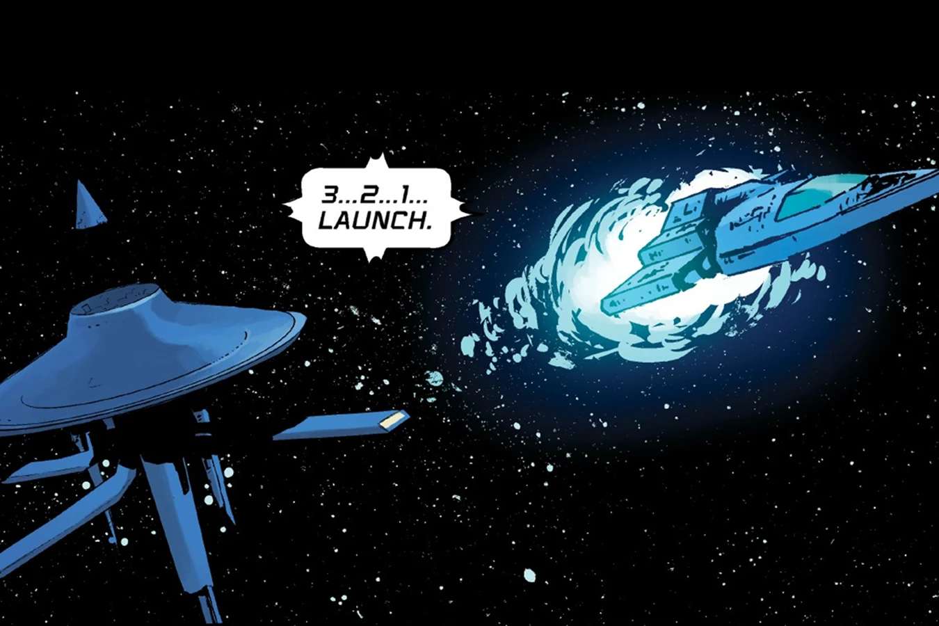 A ship launches from Anchorpoint in William Gibson's Alien 3 comic