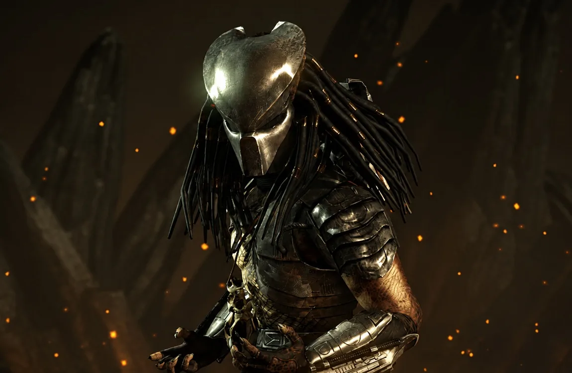 The Hish-Qu-Ten Predator firing his plasmacaster in Mortal Kombat X