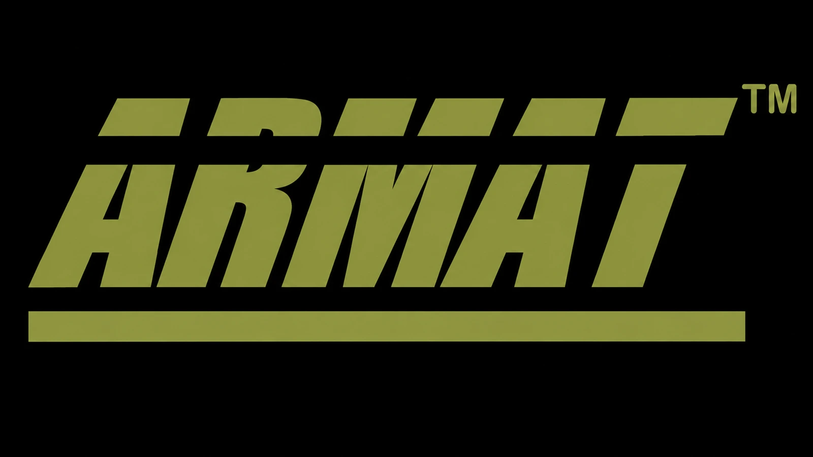 Olive Armat wordmark on a black field