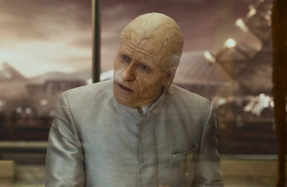 Sir Peter Weyland in Prometheus as an old man