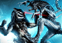 Wolf Predator fights a Xenomorph