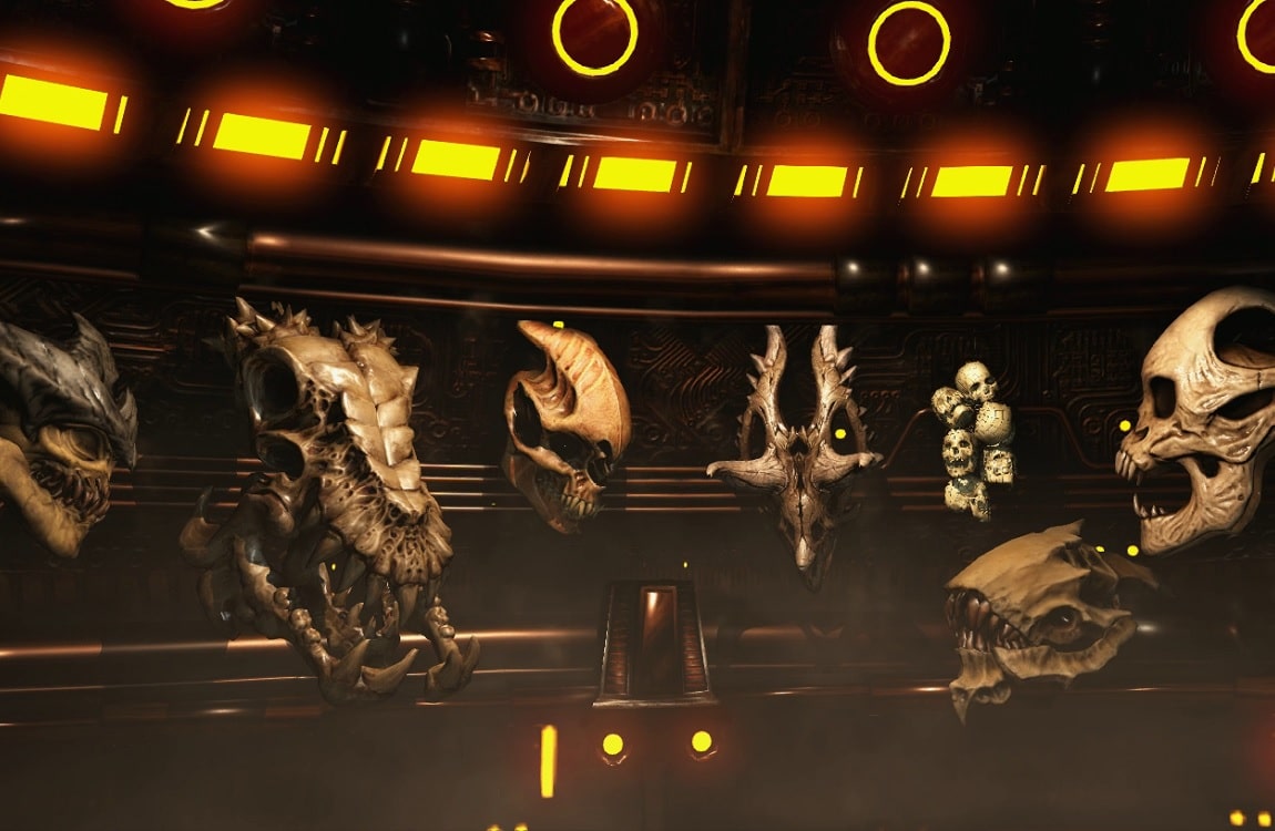 A trophy wall from Mortal Kombat