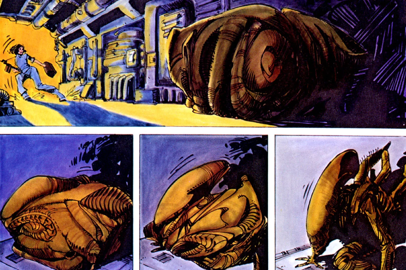Big Chap unfolding from a compact box form in Alien: The Illustrated Story