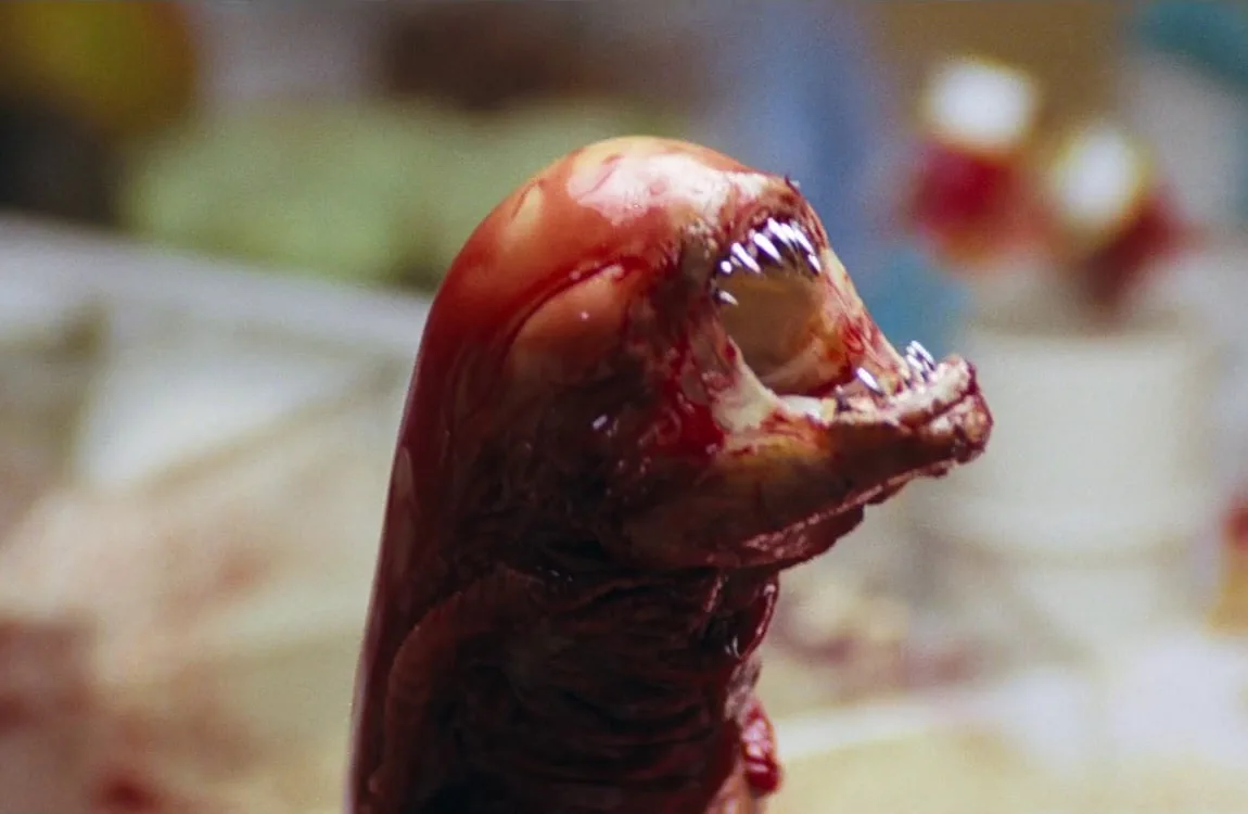 The Chestburster emerging from Kane aboard the Nostromo
