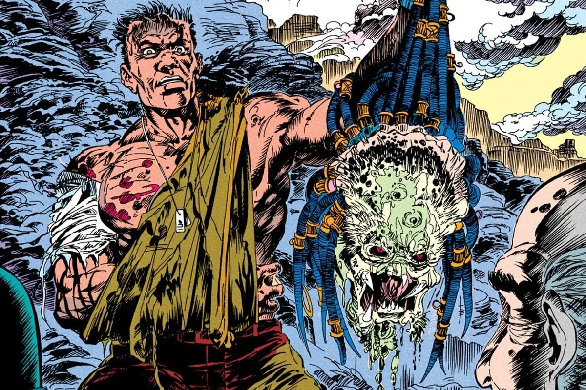 Enoch Nakai holds the severed head of the Big Game Predator