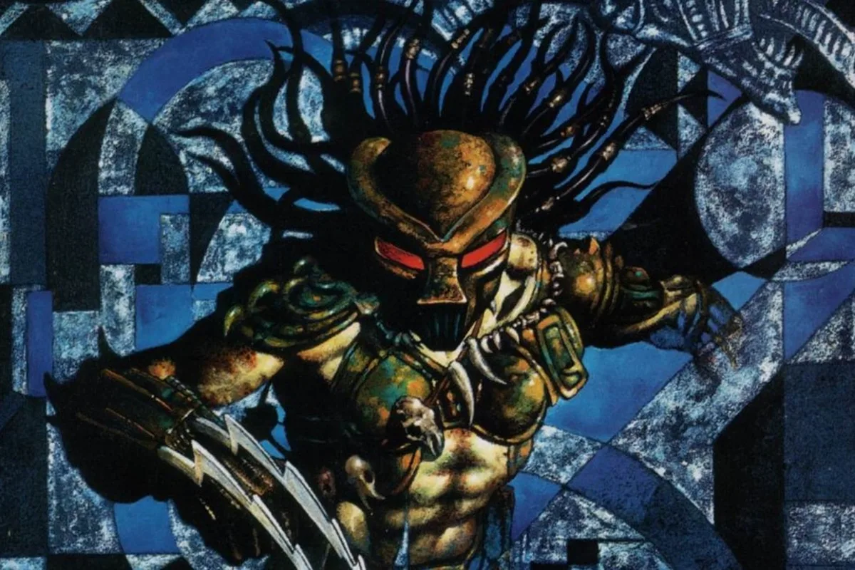 Painted cover art of Big Mama with a gold bio-mask and wristblade from Aliens vs. Predator: Deadliest of the Species