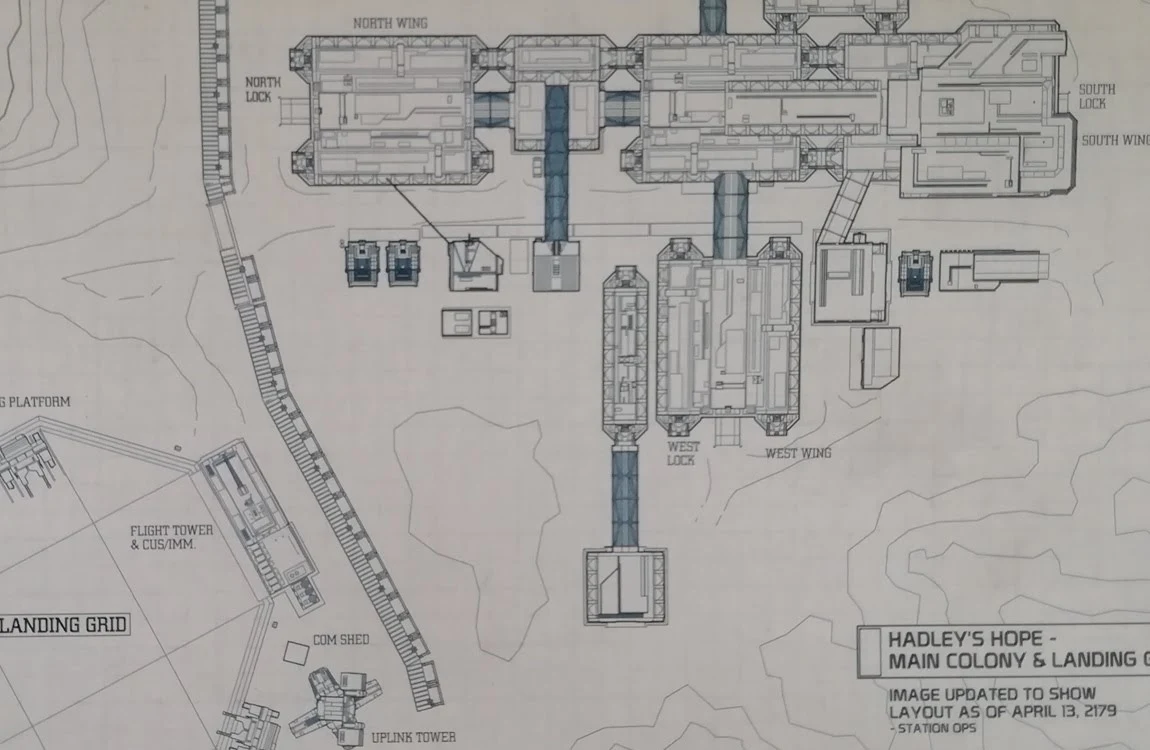 Hadley's Hope main complex map from Alien: The Blueprints
