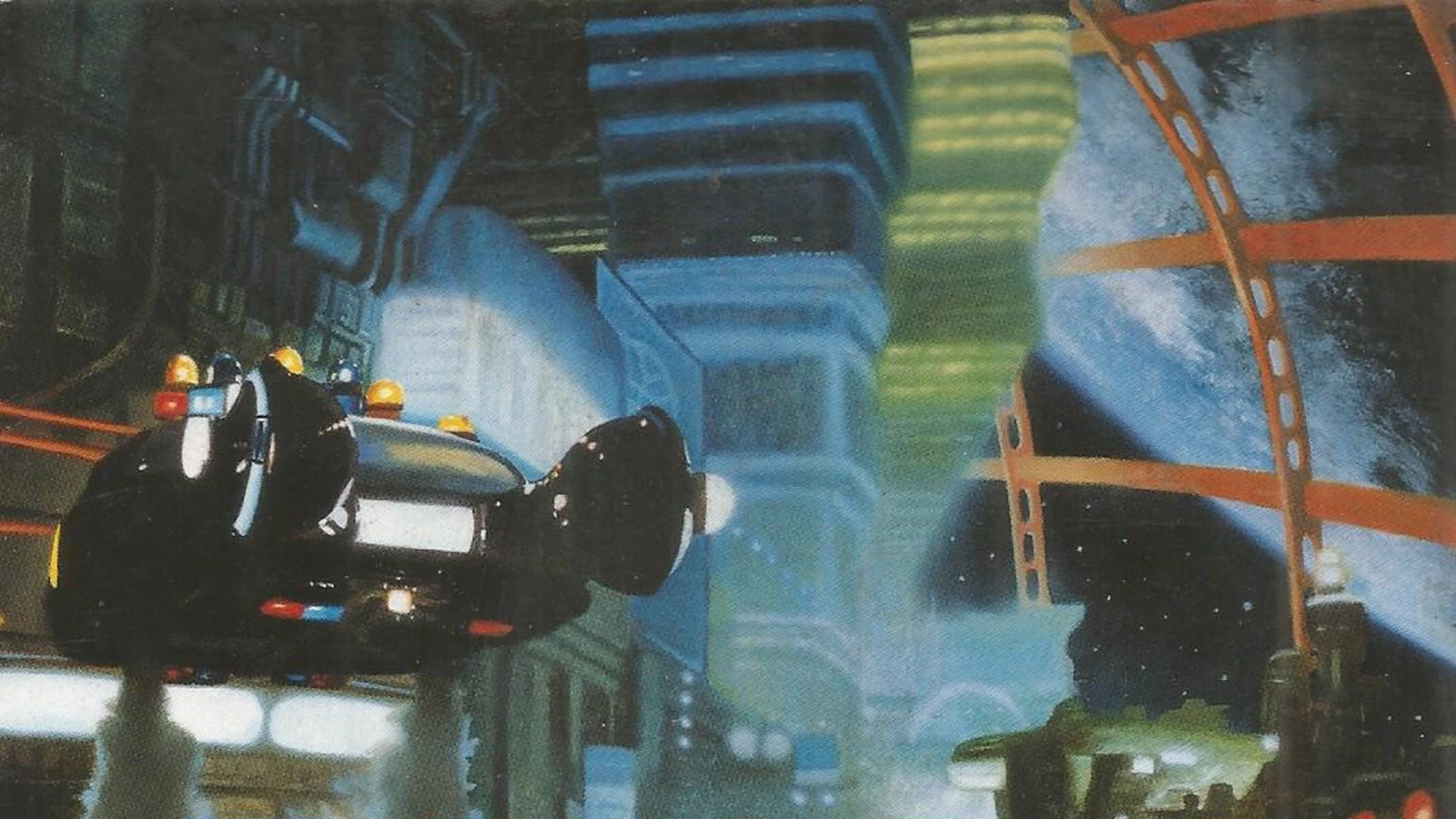A spinner over a night city from the Blade Runner: Replicant Night cover