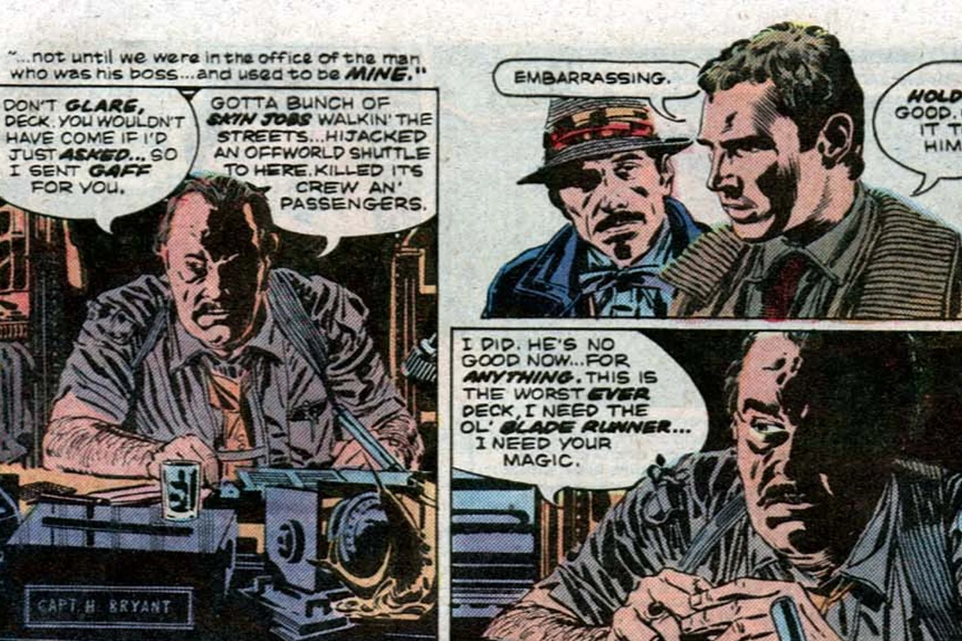Captain Bryant at his desk in the 1982 Marvel Blade Runner comic adaptation