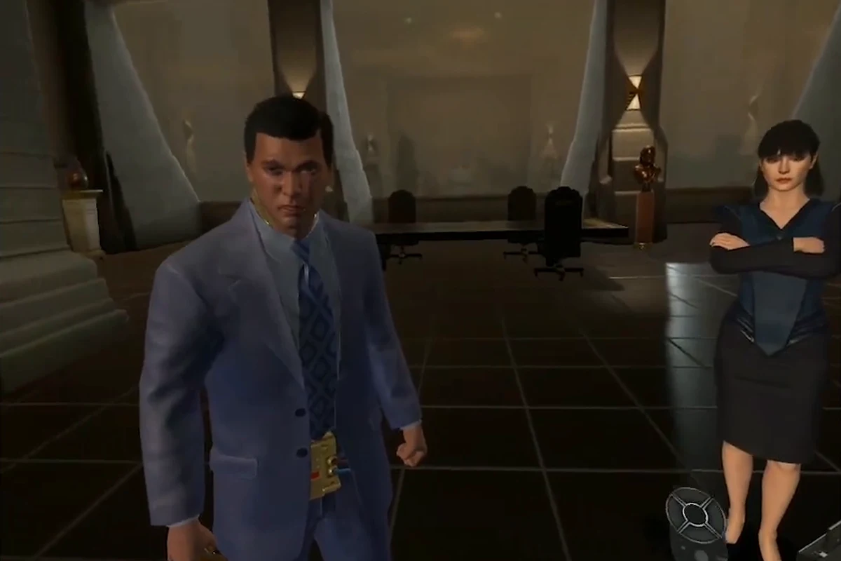 Captain Holden confronting the replacement Lilith Tyrell at Tyrell headquarters in Blade Runner: Revelations