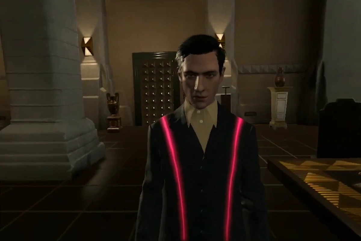 Santiago, the assistant to Lilith Tyrell, in the lobby of Tyrell headquarters in Blade Runner: Revelations