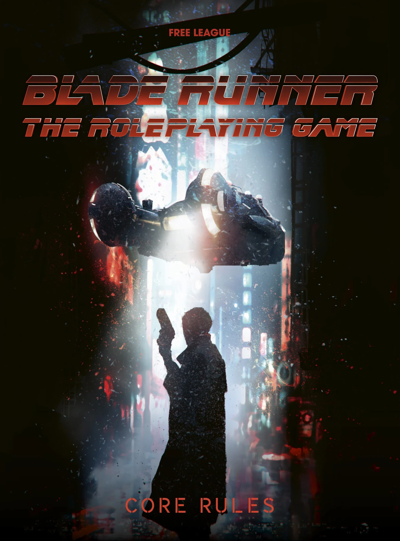 Blade Runner The Roleplaying Game core rules cover with a Spinner above a detective holding a blaster