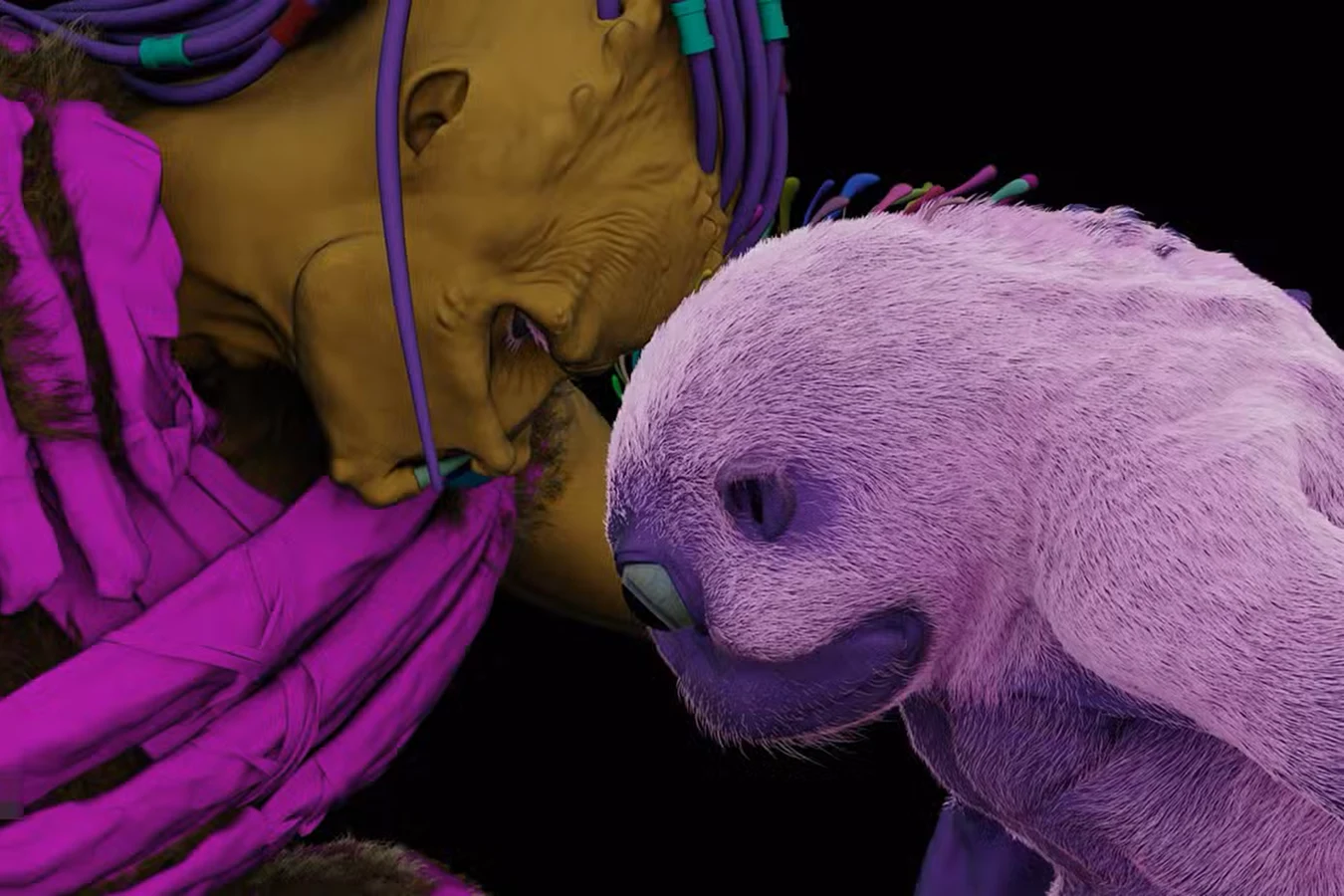 Untextured 3D models of Dek and Bud from Predator: Badlands