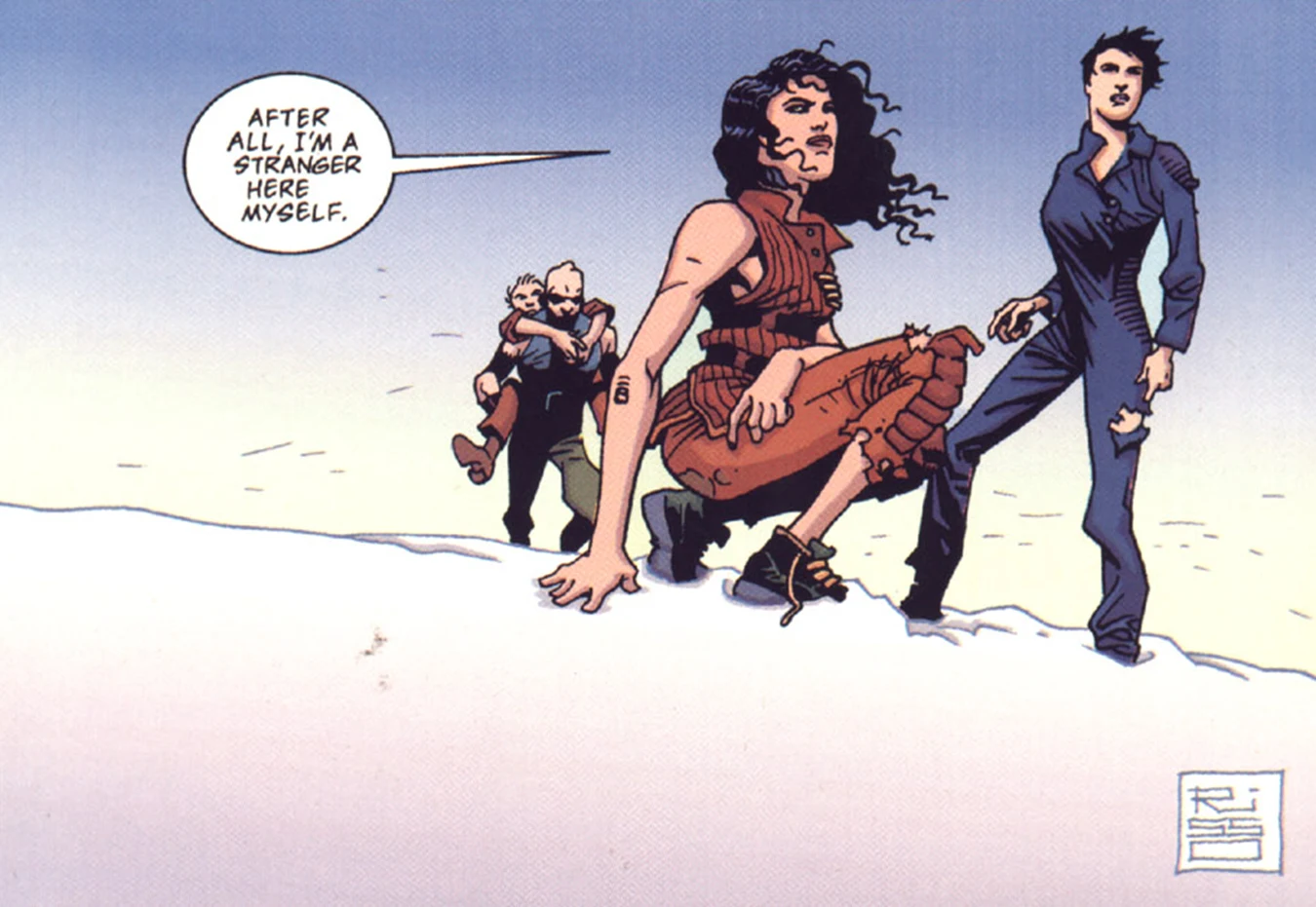 Call in the snow at the end of the Dark Horse Alien Resurrection comic, with Ripley 8 standing beside her