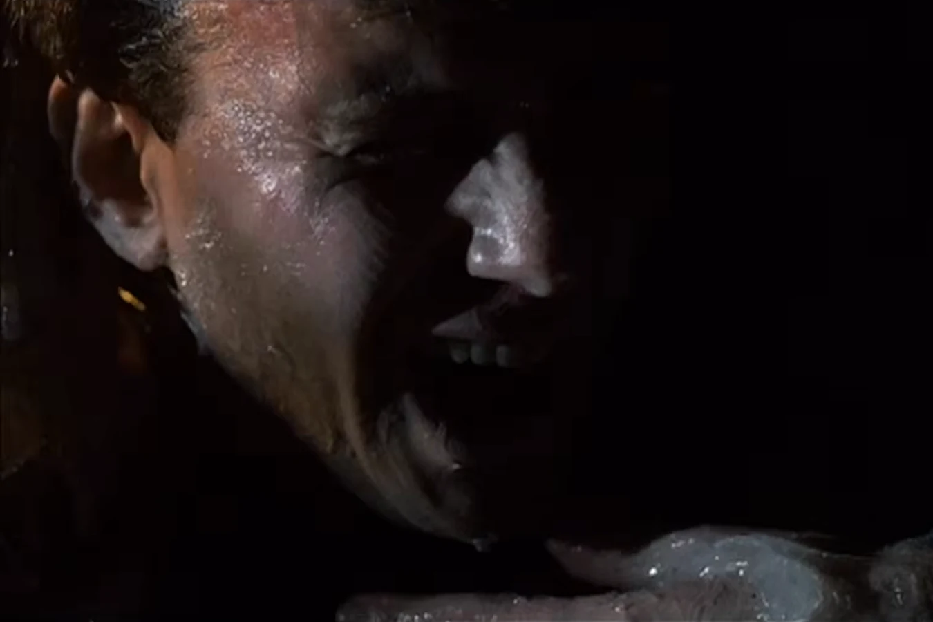 Carter Burke's face in hive resin in Aliens