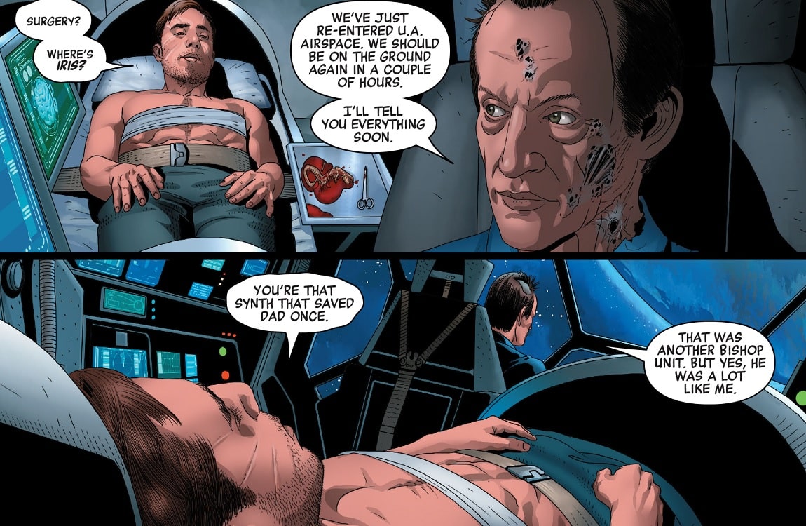 Bishop removes a Chestburster in the Marvel Alien series