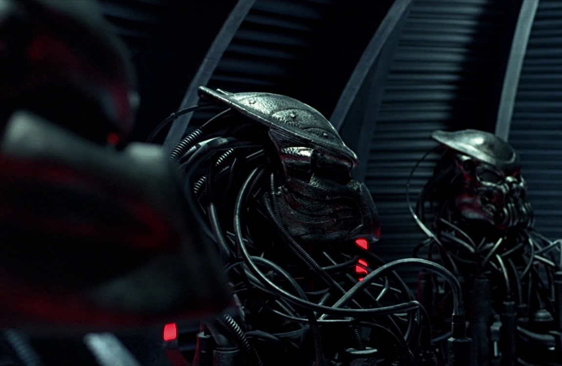 Chopper Predator's Bio-Mask on display in the Predator Mothership'