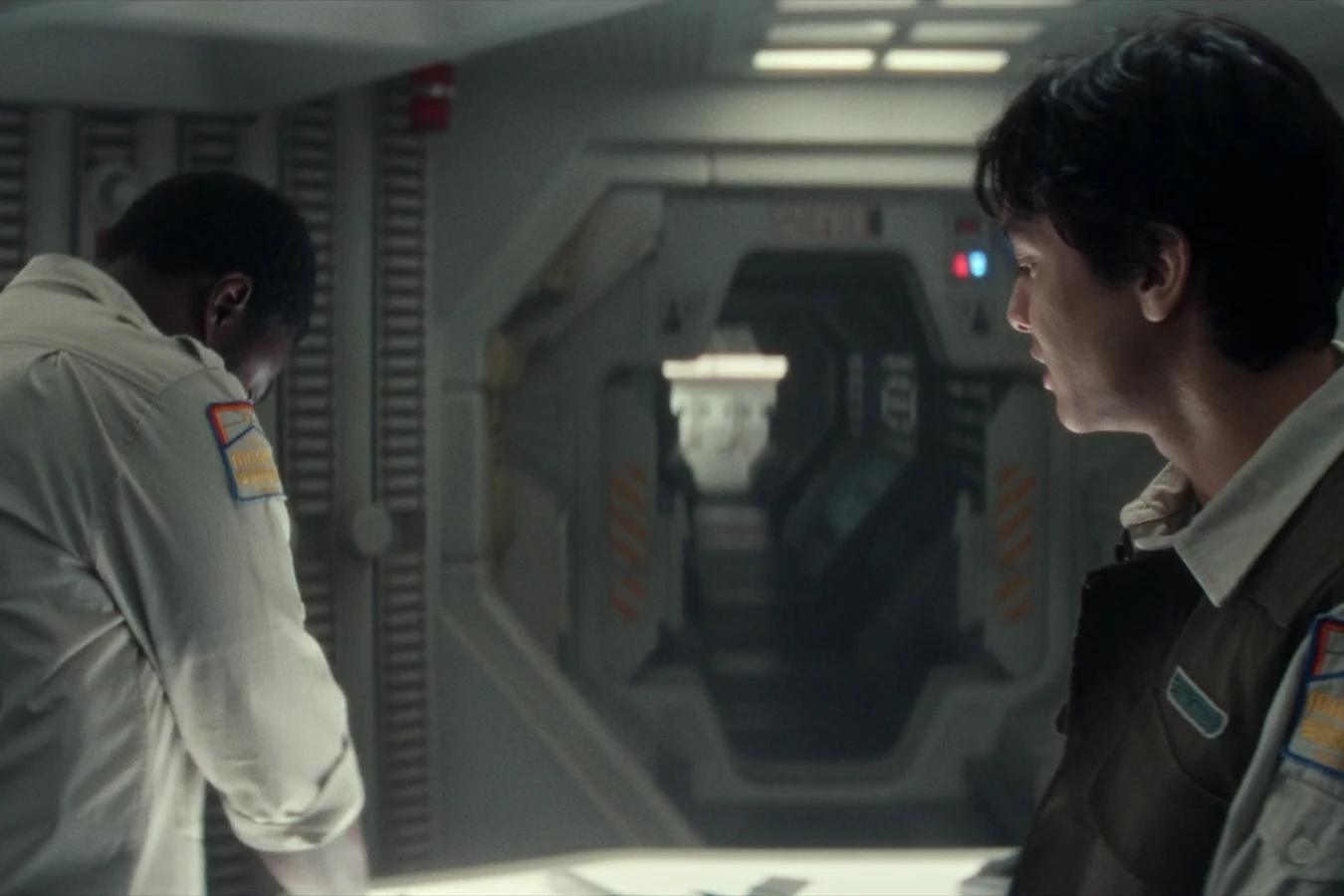 Clem Madey briefing Morrow in a Maginot corridor during the containment crisis in Alien: Earth