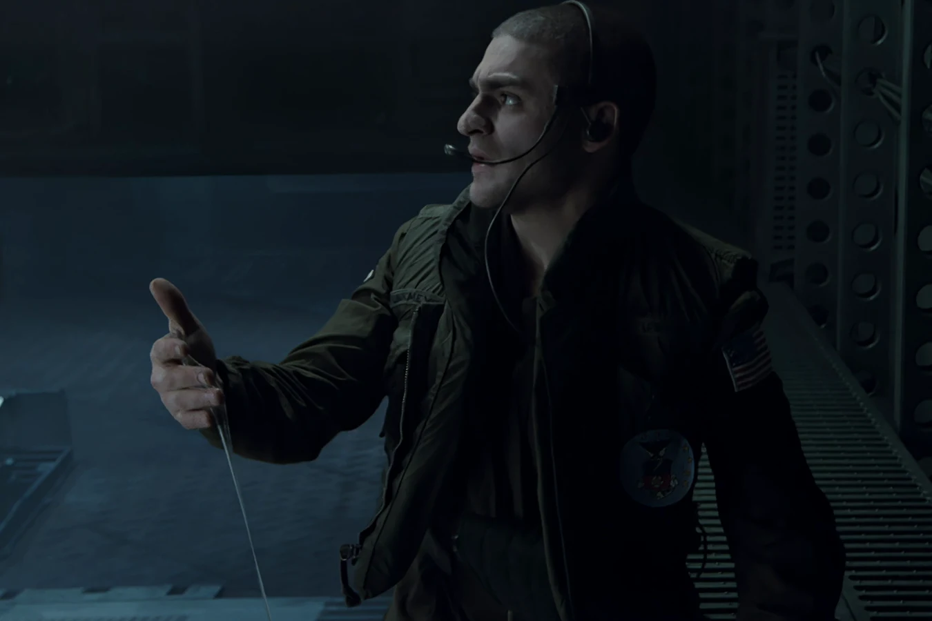 Private First Class Daniel Spunkmeyer finding Xenomorph slime on the dropship in Aliens