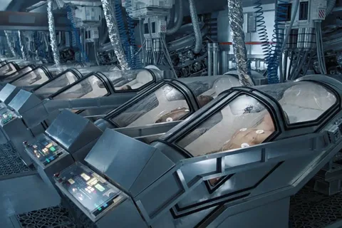 Colonial Marines in hypersleep pods aboard the USS Sulaco in Aliens