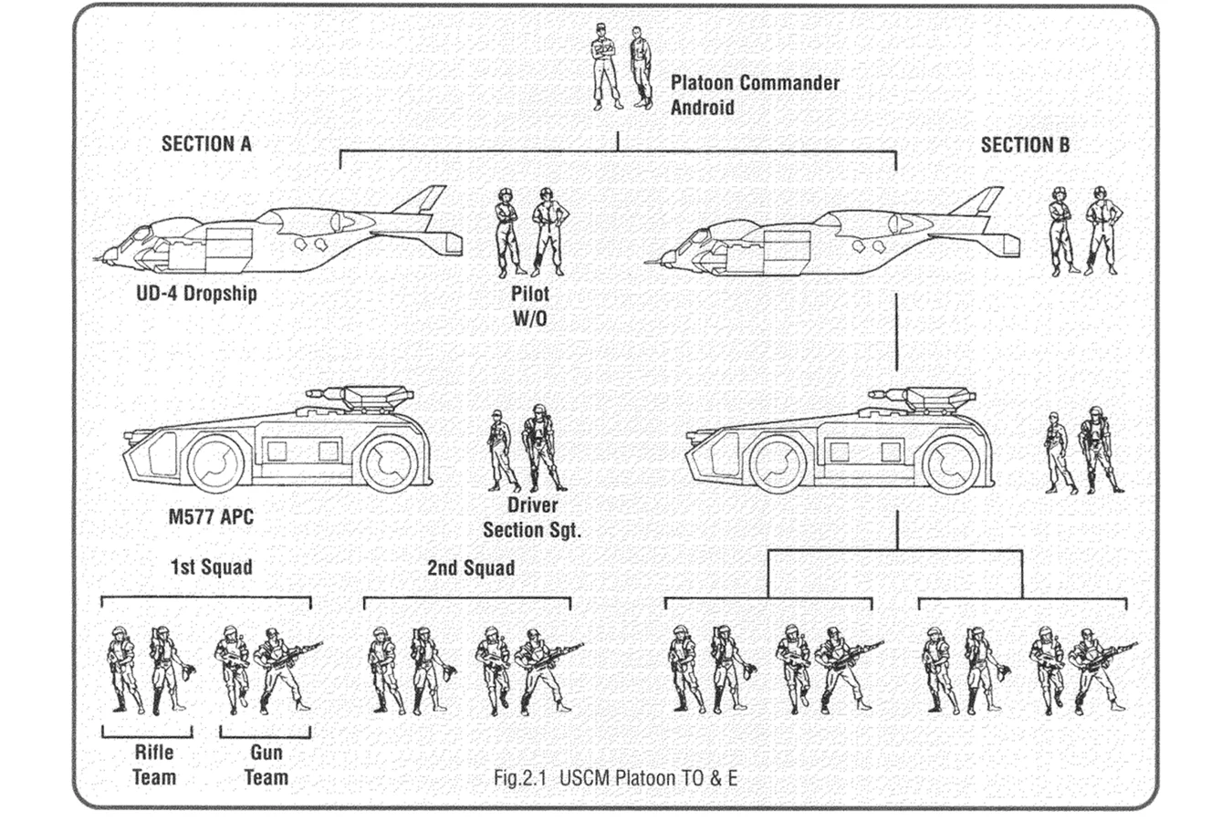 USCM Platoon command structure from the Colonial Marines Technical Manual