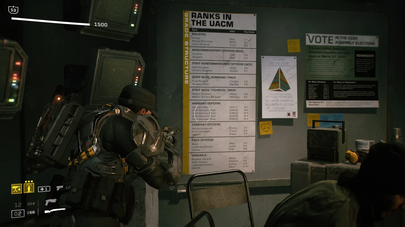 RANKS IN THE UACM wall chart from Aliens: Fireteam Elite