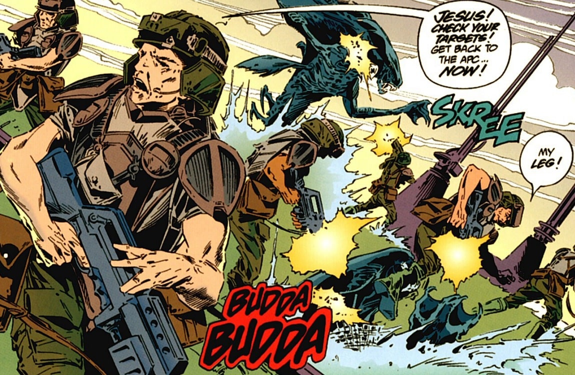 The group of Colonial Marines from the first Colonial Marines comic