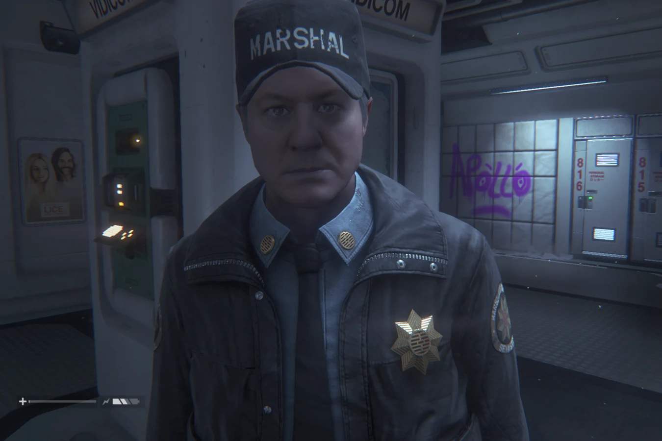 Marshal Jethro Waits in a MARSHAL cap and a star badge on Sevastopol