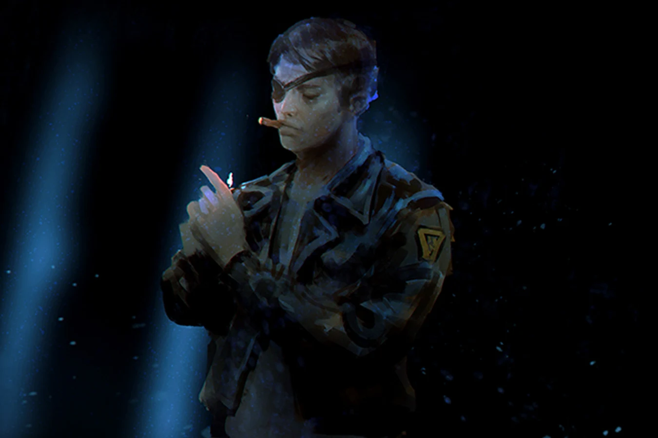 Colonial Marshal in a field jacket lighting a cigarette