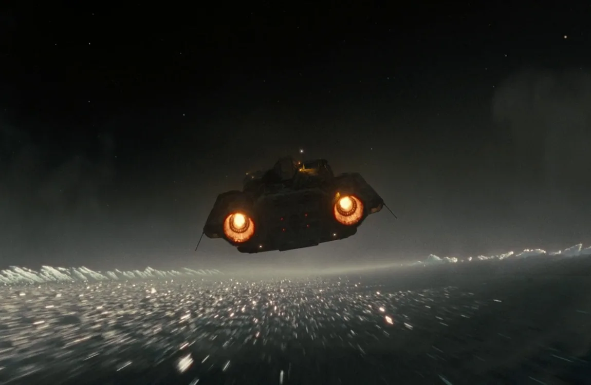 The Corbelan IV near the asteroid field at the end of Alien: Romulus