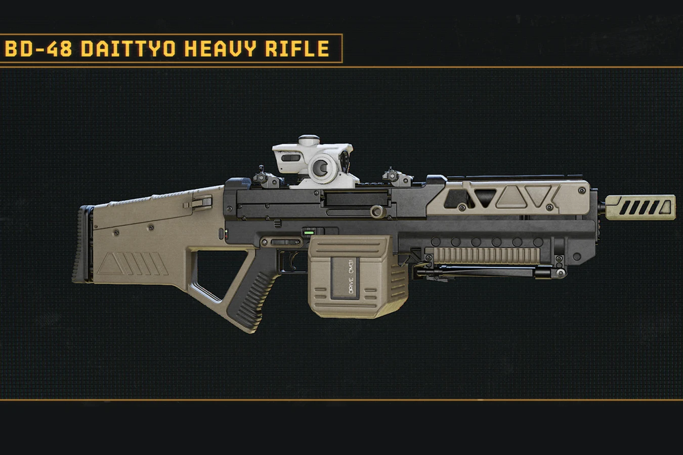 BD-48 Daittyo Heavy Rifle fitted with an optic and a muzzle device