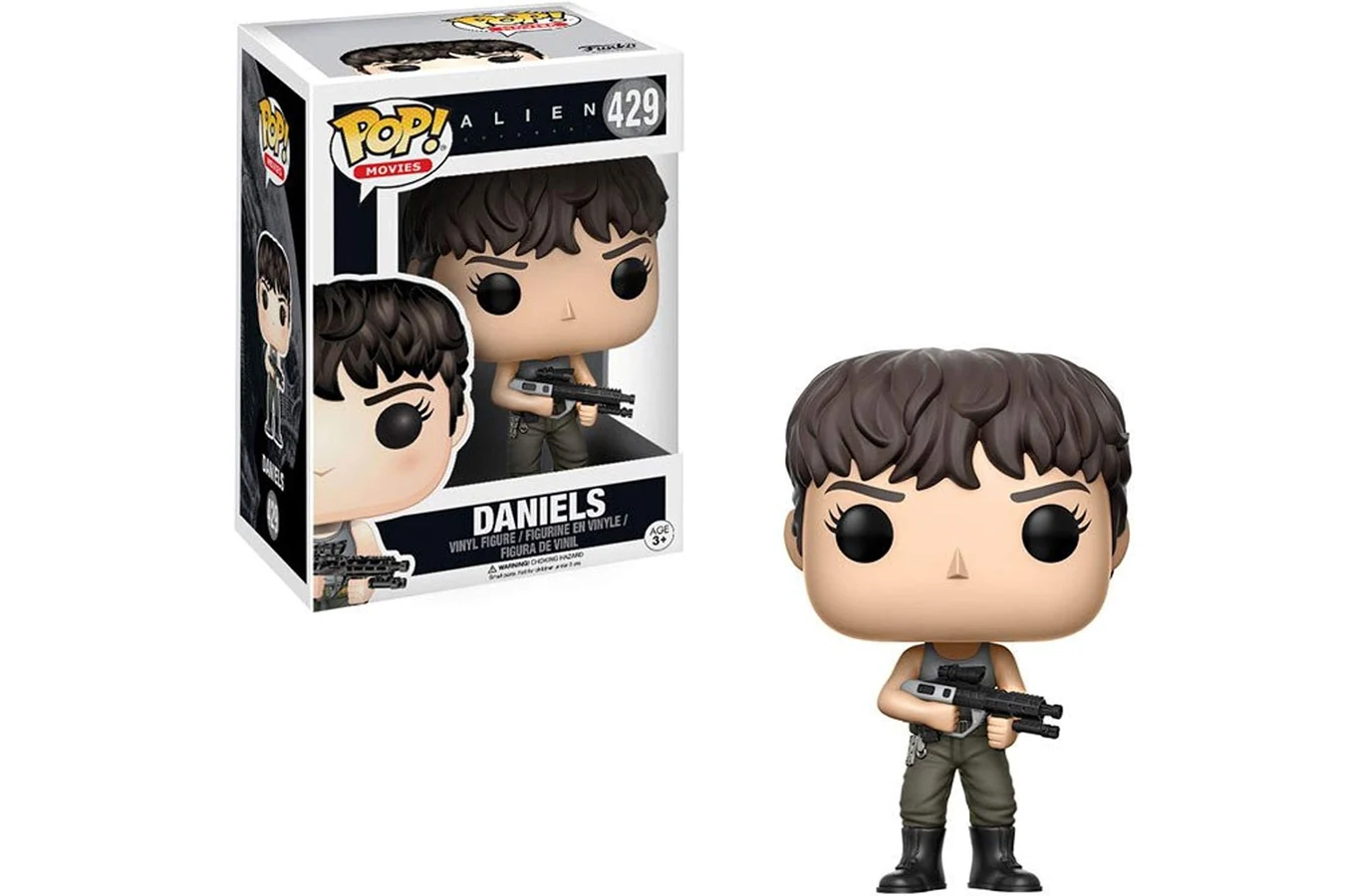 Funko Pop Movies 429 Daniels in window-box packaging, holding a compact rifle